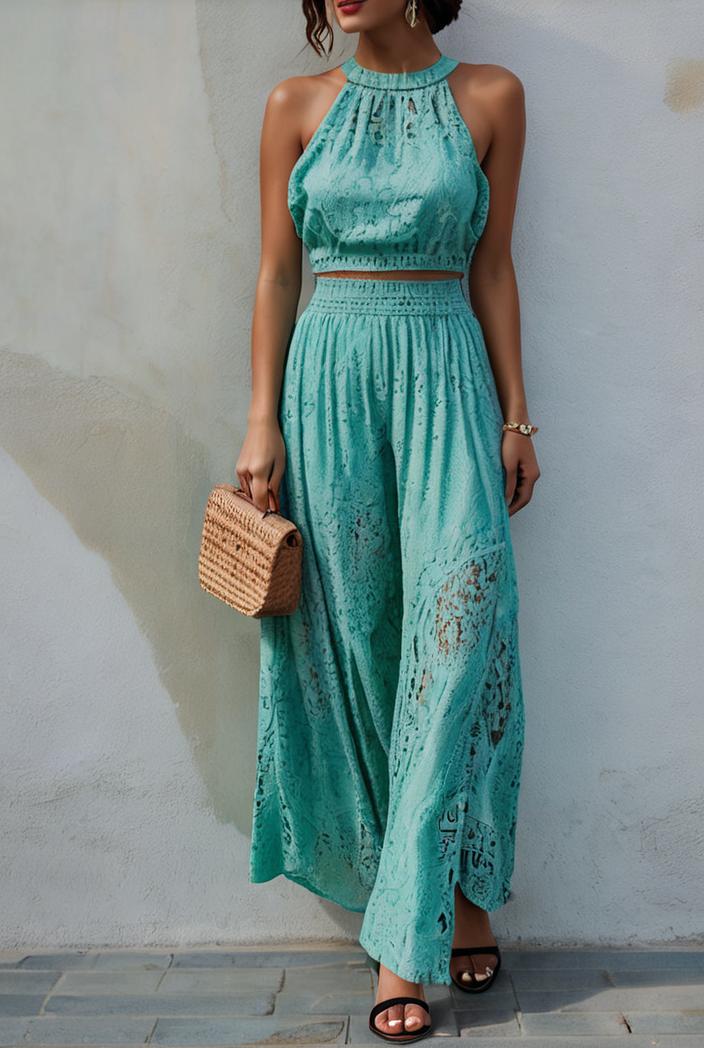 boho print halterneck sleeveless dress 128434