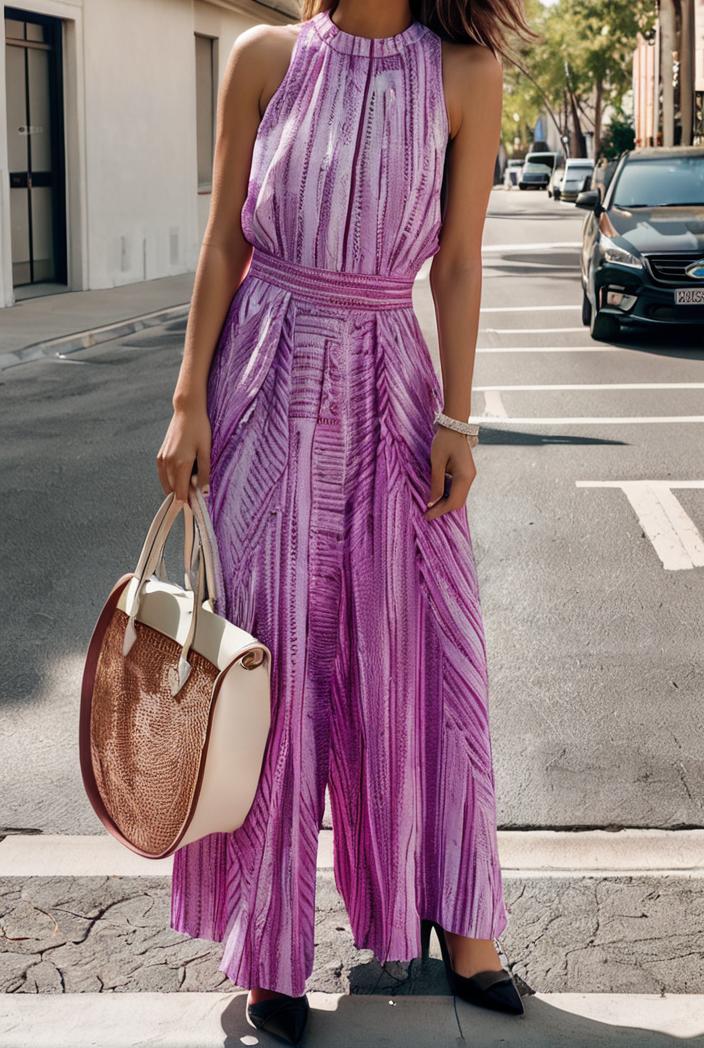 boho print halterneck sleeveless dress 128440