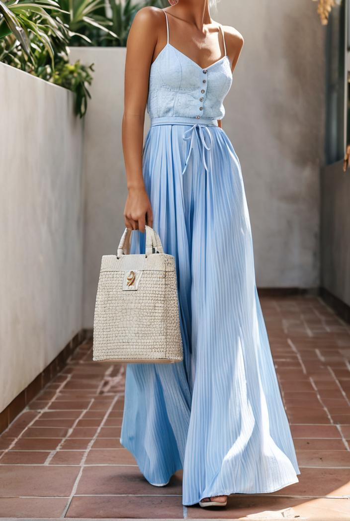 sling belted striped sleeveless dress 102673