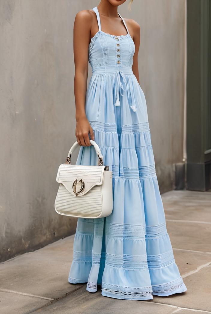 sling belted striped sleeveless dress 102676