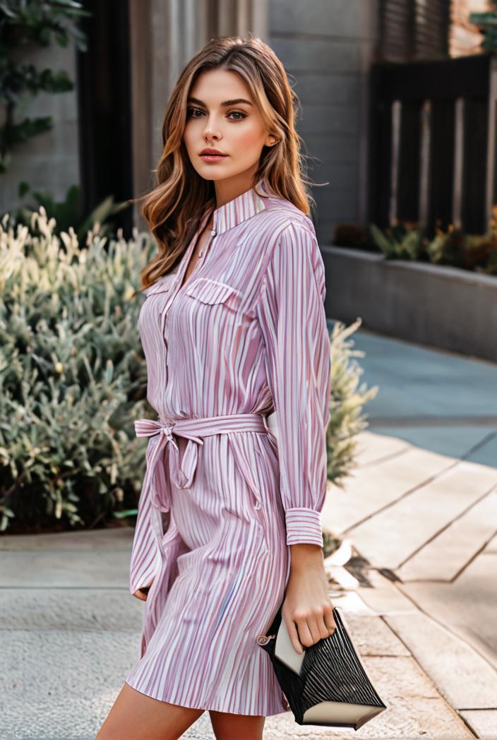 sling belted striped sleeveless dress 102681