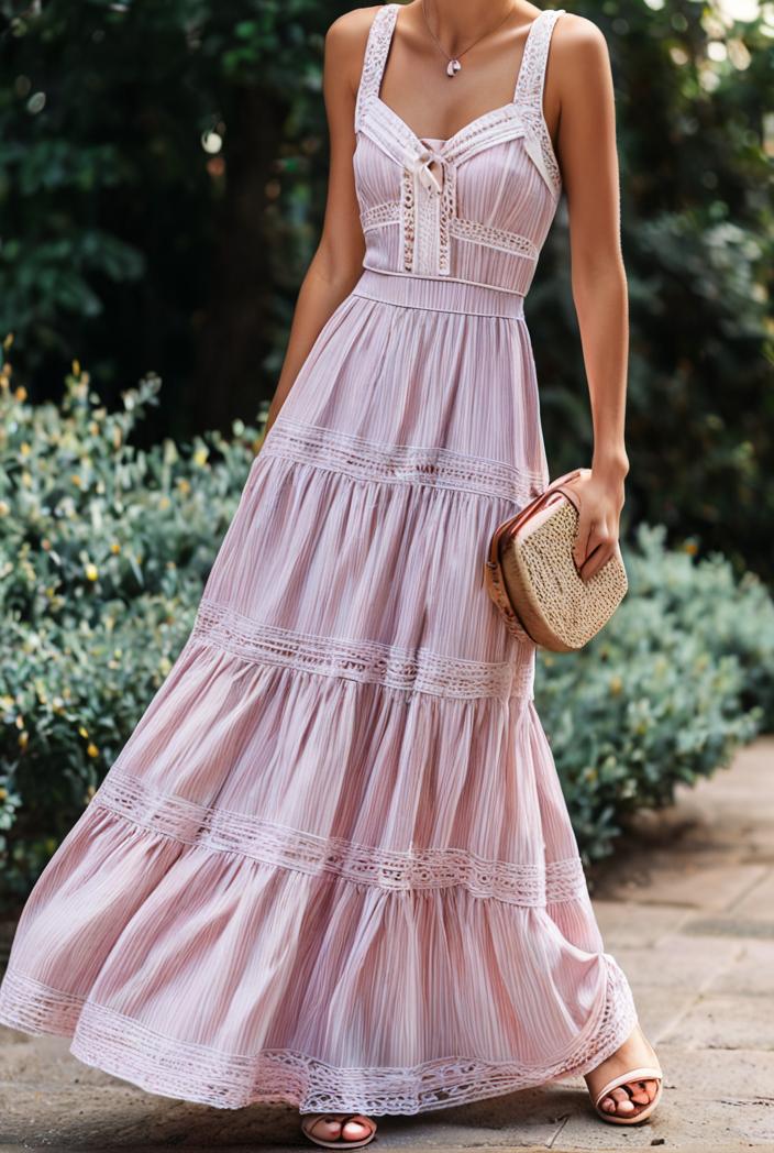 sling belted striped sleeveless dress 102705