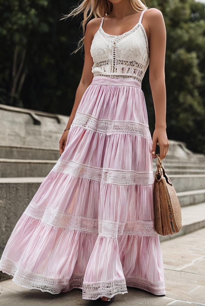 sling belted striped sleeveless dress 102707