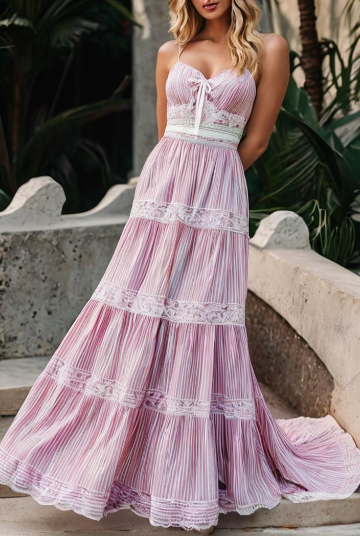 sling belted striped sleeveless dress 102708