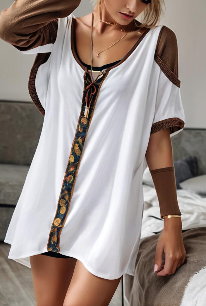 loose leopard print stitching mini dresses 126235