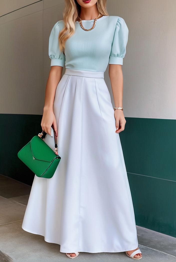 plain puff sleeve buttoned shirt dress 131923