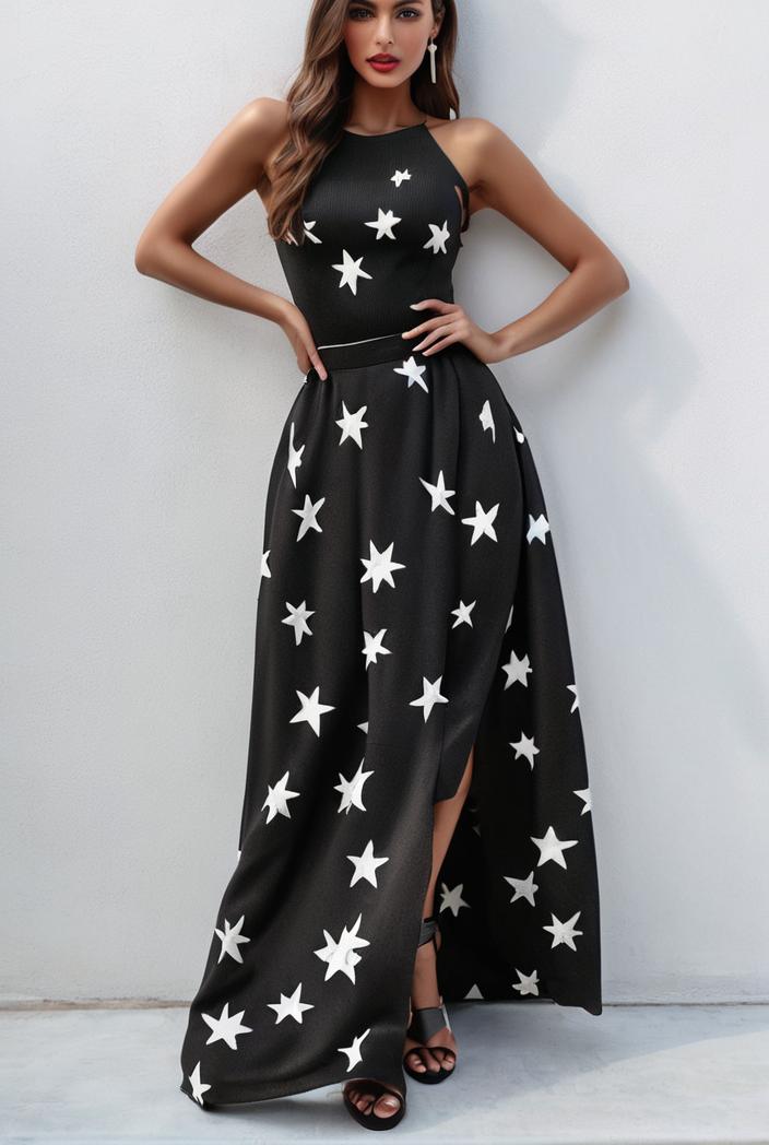 polka dot print halter backless ruched maxi dress 139299