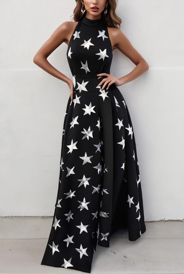 polka dot print halter backless ruched maxi dress 139304