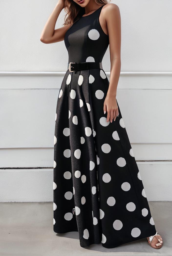 polka dot print halter backless ruched maxi dress 139312