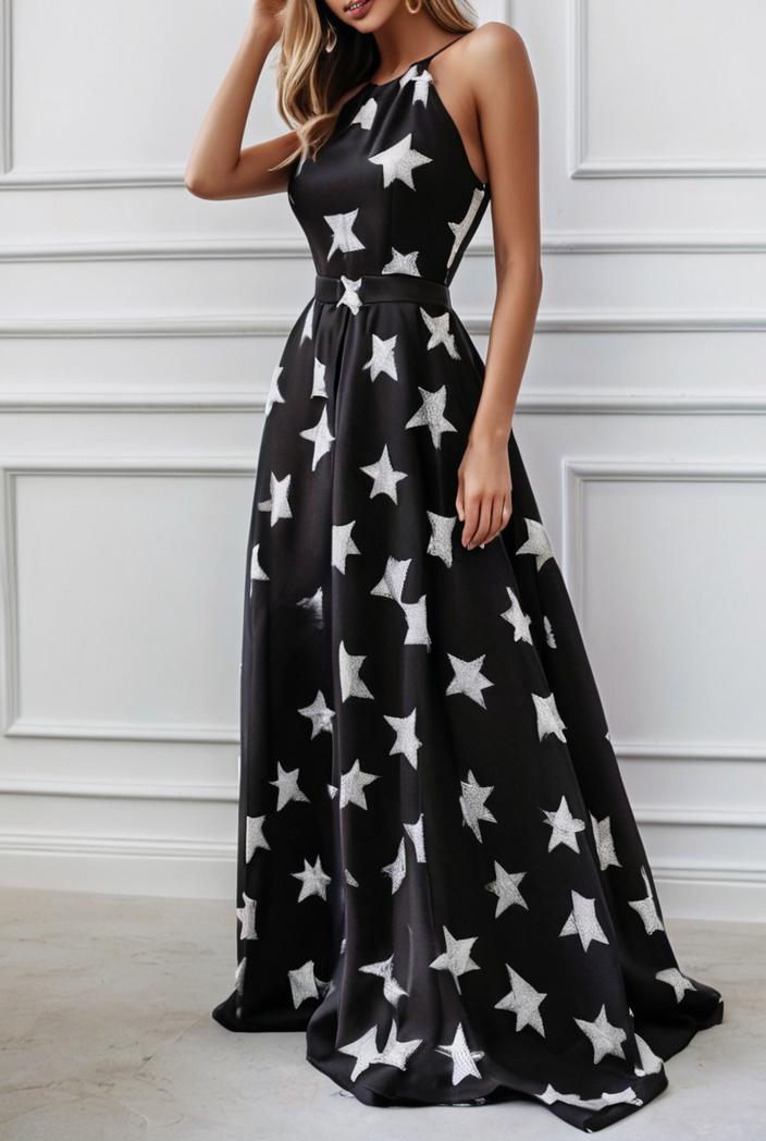 polka dot print halter backless ruched maxi dress 139314