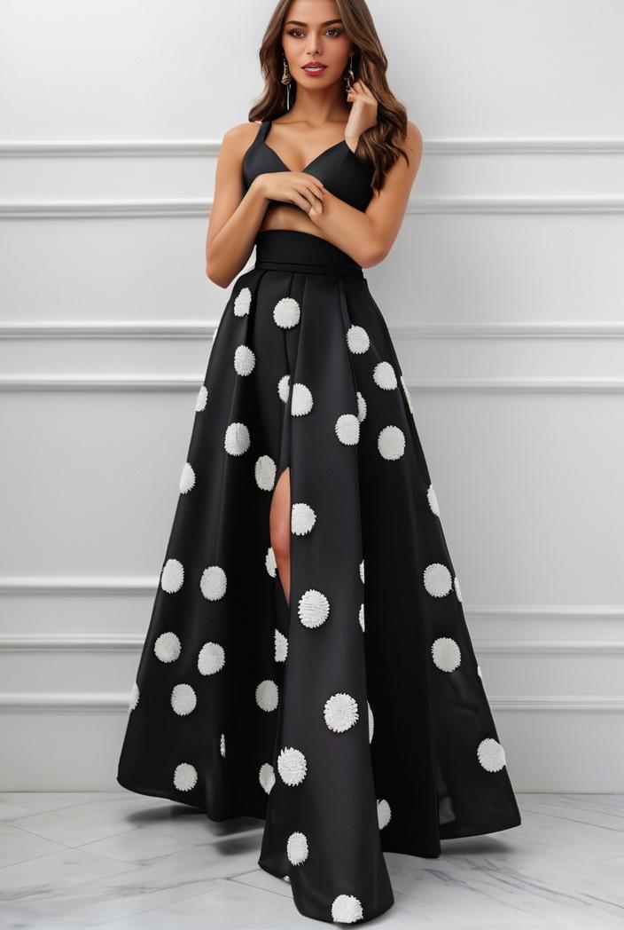 polka dot print halter backless ruched maxi dress 139315