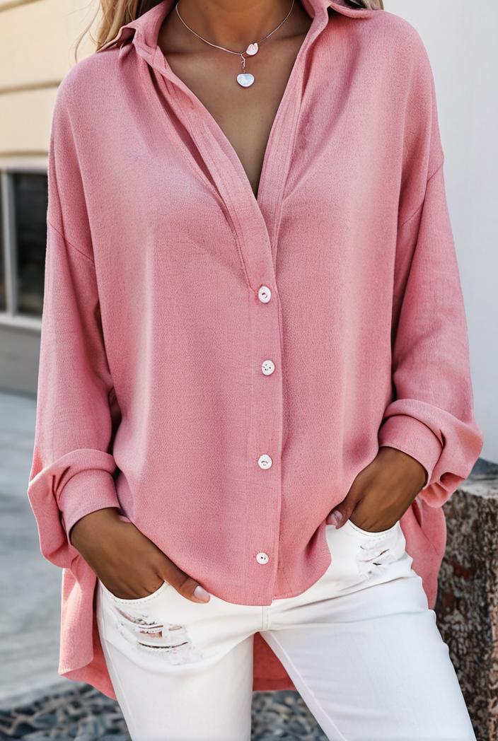 solid v neck long sleeve loose oversized t shirts 104060