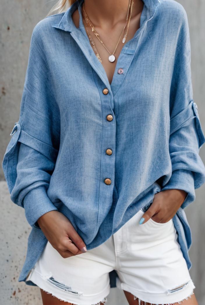 solid v neck long sleeve loose oversized t shirts 104071