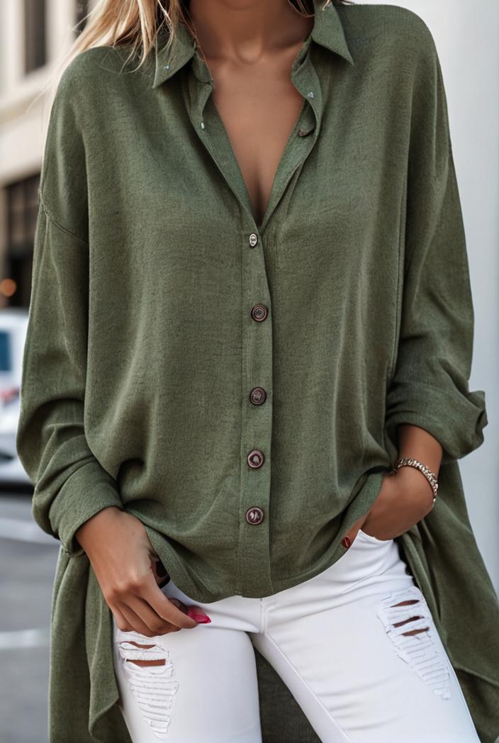 solid v neck long sleeve loose oversized t shirts 104081