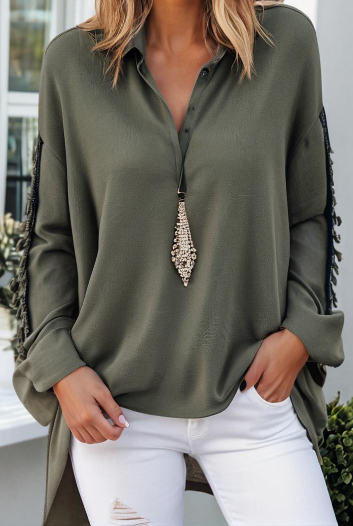 solid v neck long sleeve loose oversized t shirts 104082