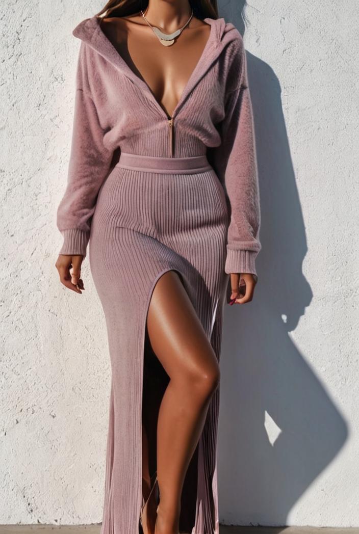 knitting thread button long sleeve maxi dress 145953