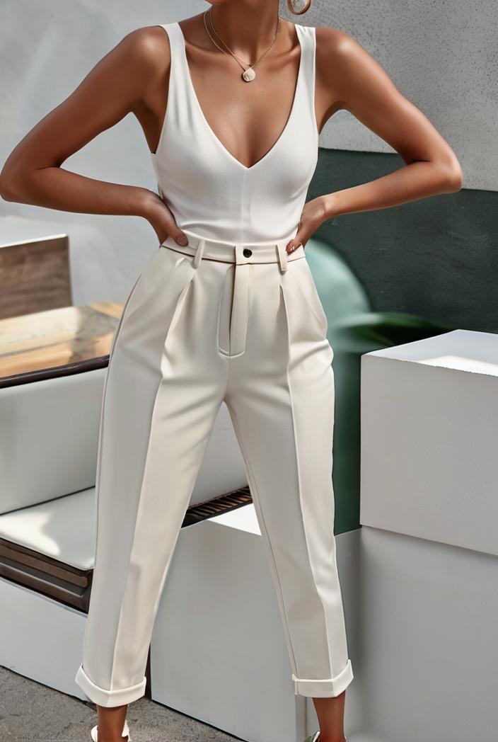 loose round neck sleeveless belted jumpsuit 149571
