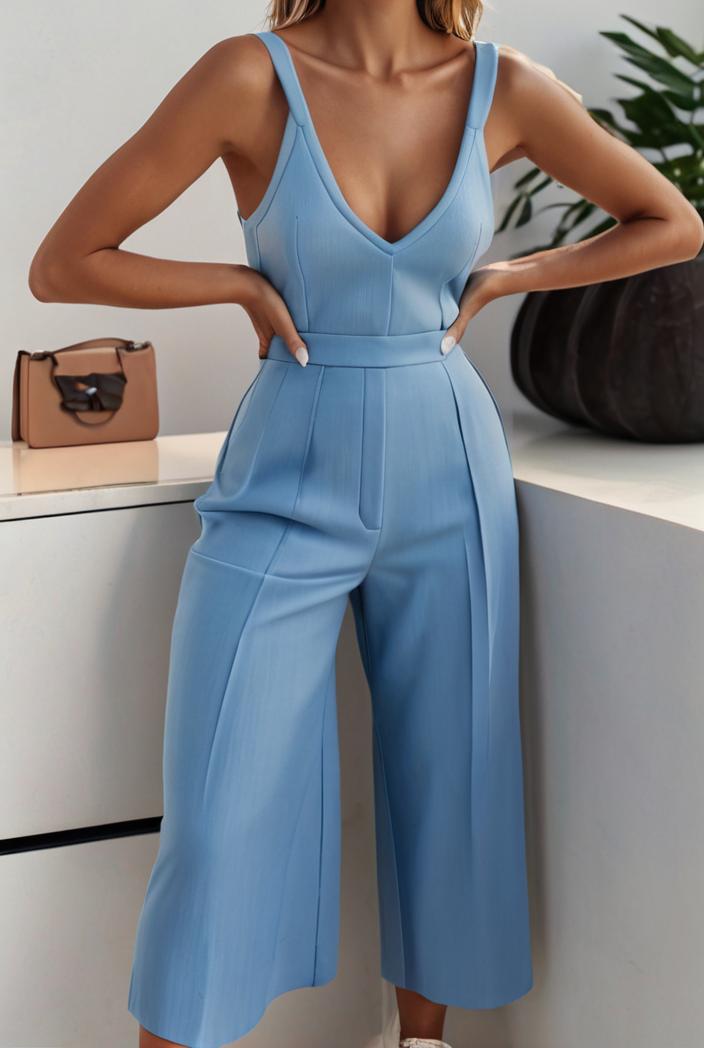 loose round neck sleeveless belted jumpsuit 149594