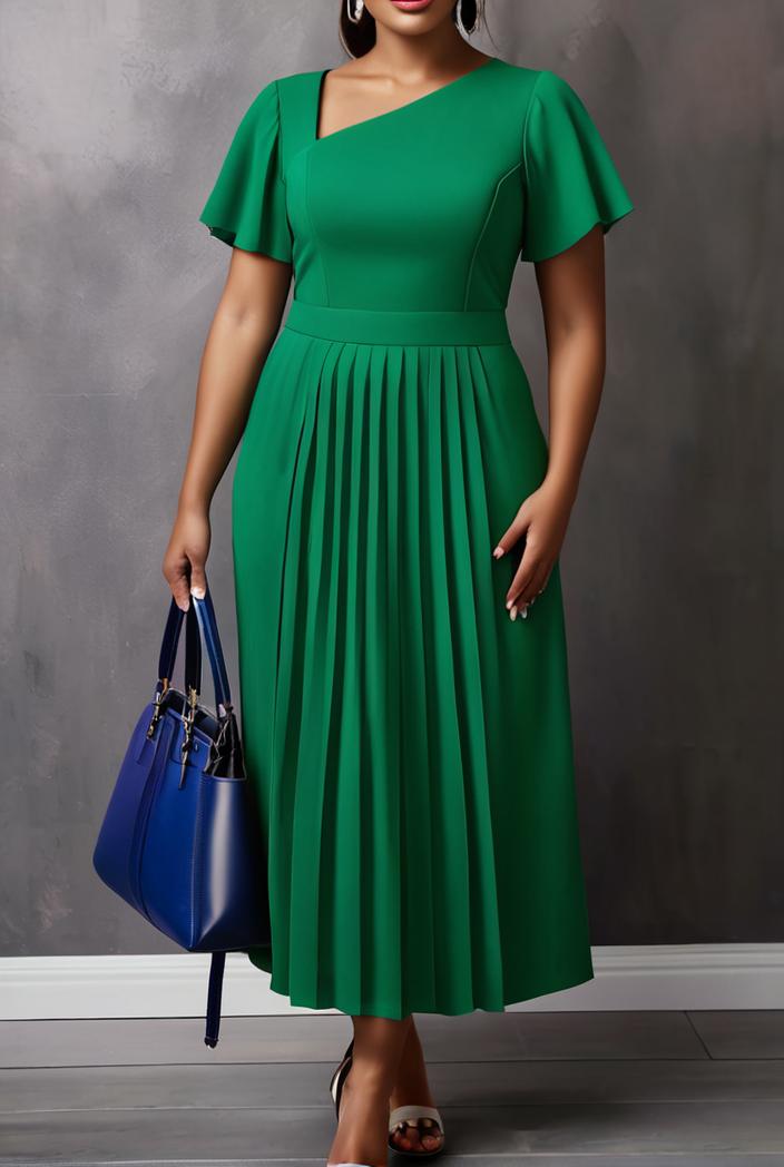 ruffled pleated short sleeve dress 116398