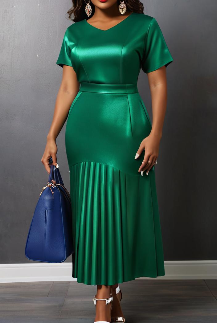 ruffled pleated short sleeve dress 116400