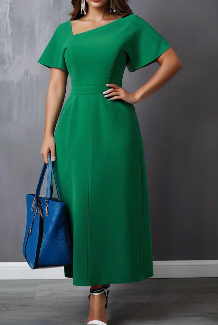 ruffled pleated short sleeve dress 116413