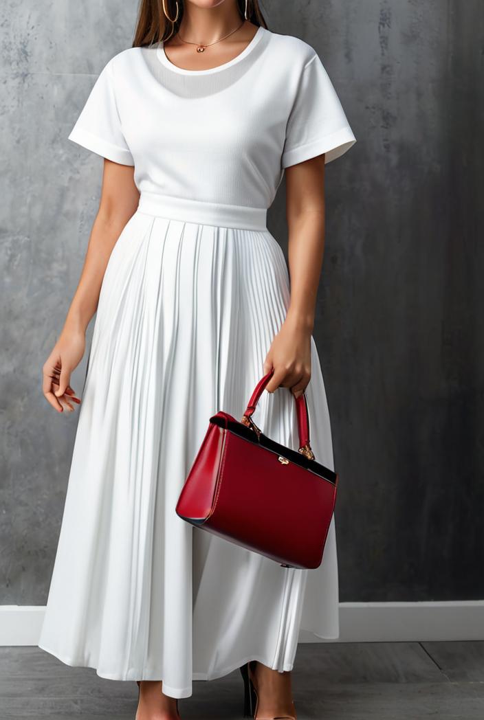 ruffled pleated short sleeve dress 116427