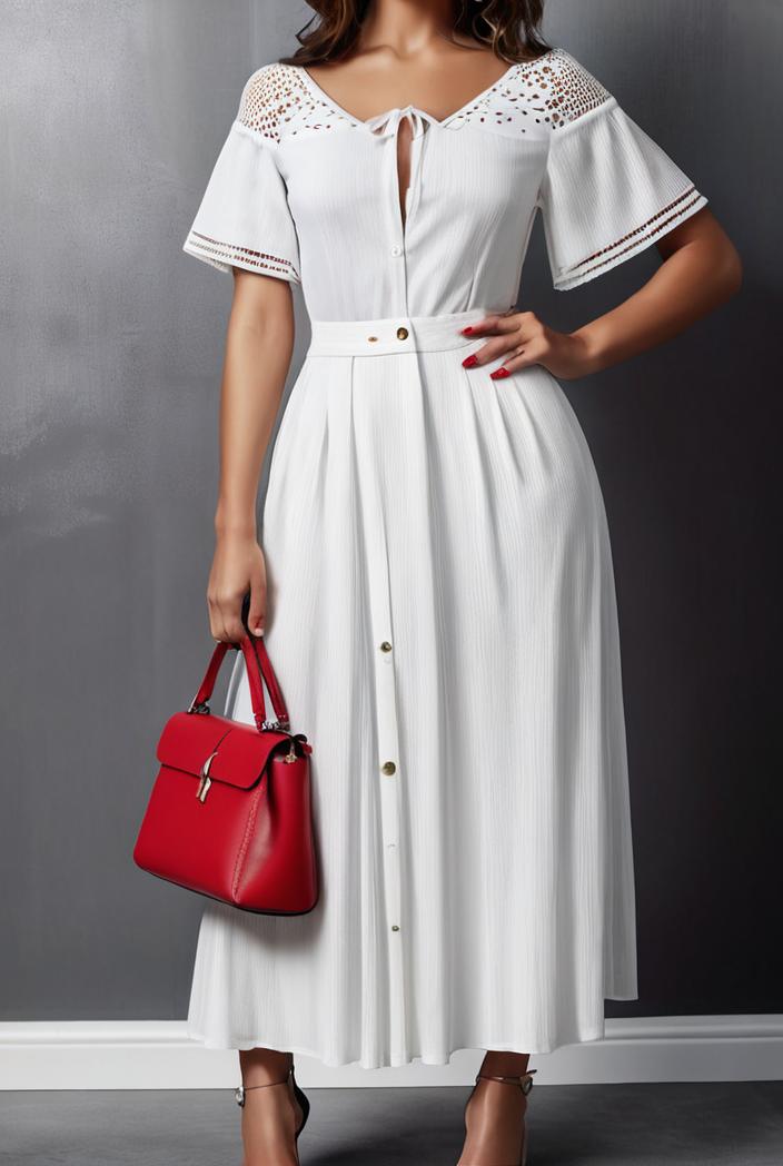 ruffled pleated short sleeve dress 116431