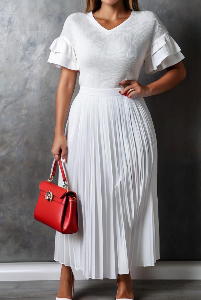 ruffled pleated short sleeve dress 116435