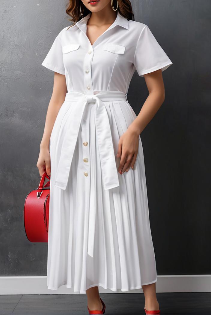 ruffled pleated short sleeve dress 116440