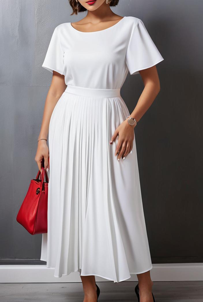 ruffled pleated short sleeve dress 116442