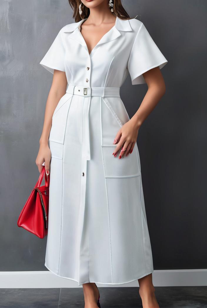 ruffled pleated short sleeve dress 116445