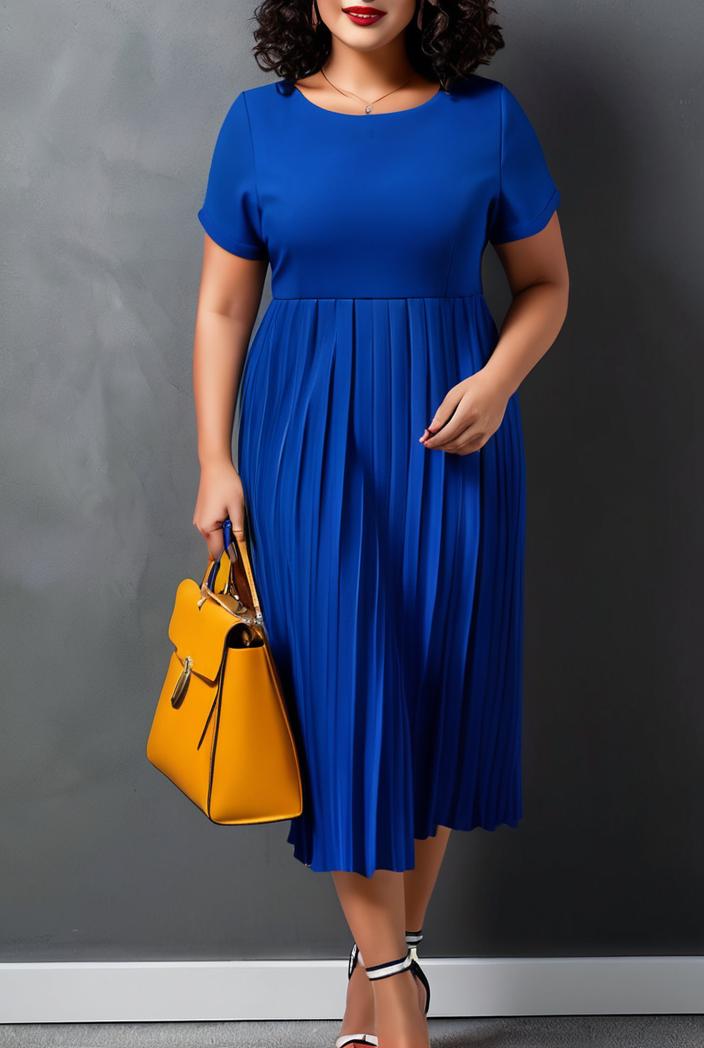 ruffled pleated short sleeve dress 116452