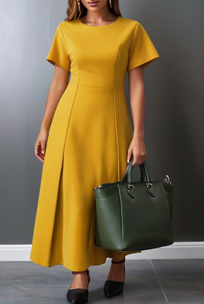 ruffled pleated short sleeve dress 116457