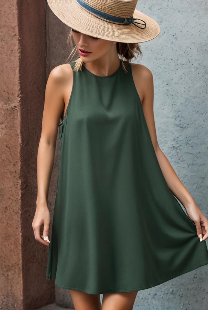 casual fashion loose sleeveless mini dress 122797