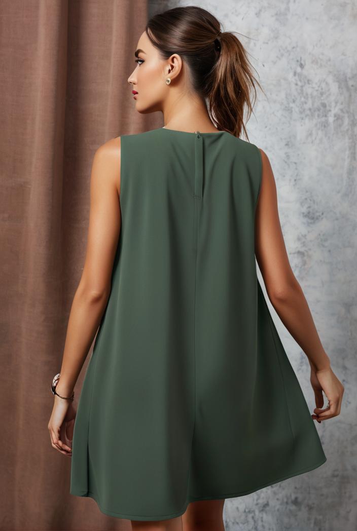 casual fashion loose sleeveless mini dress 122814