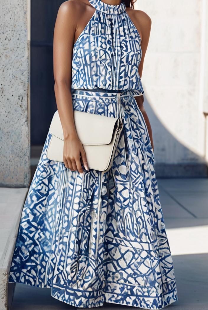 floral print halter bohemian long skirt 135649