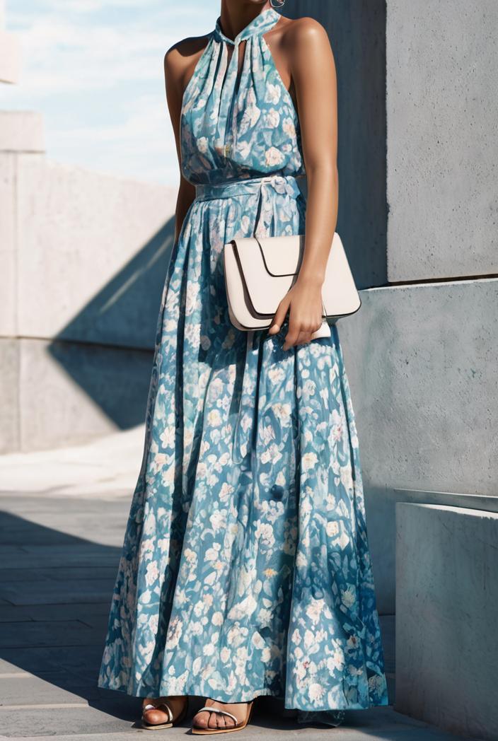floral print halter bohemian long skirt 135661