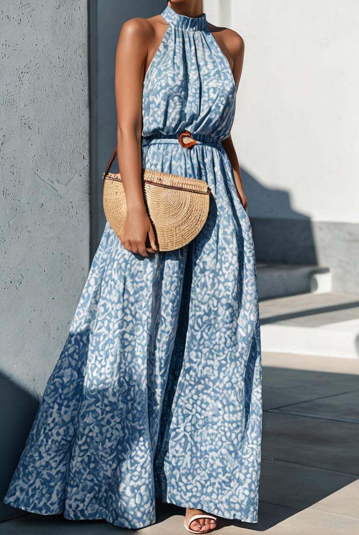 floral print halter bohemian long skirt 135671