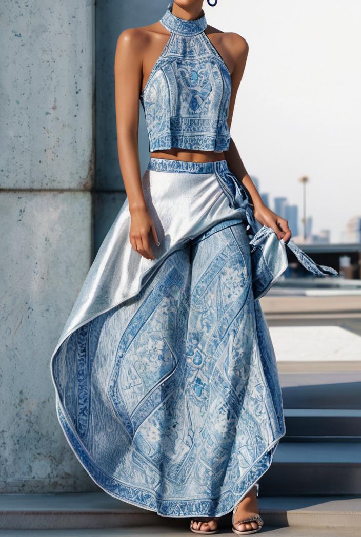 floral print halter bohemian long skirt 135672