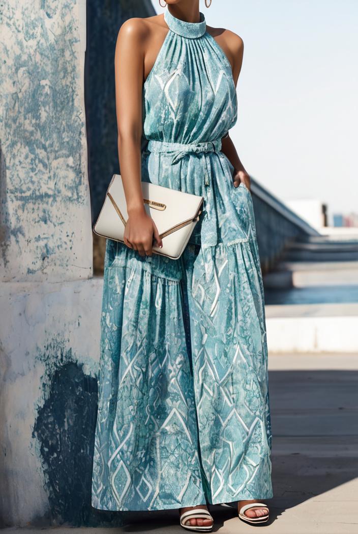 floral print halter bohemian long skirt 135683