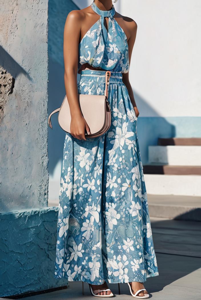 floral print halter bohemian long skirt 135685