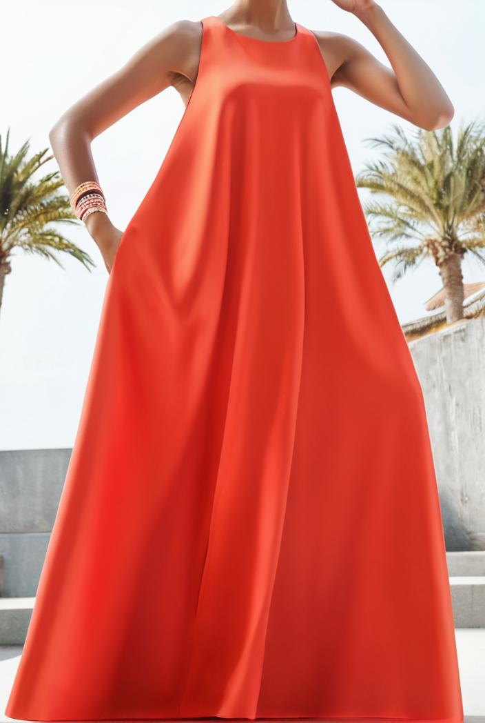 solid halter neck open back sleeveless dress 101731
