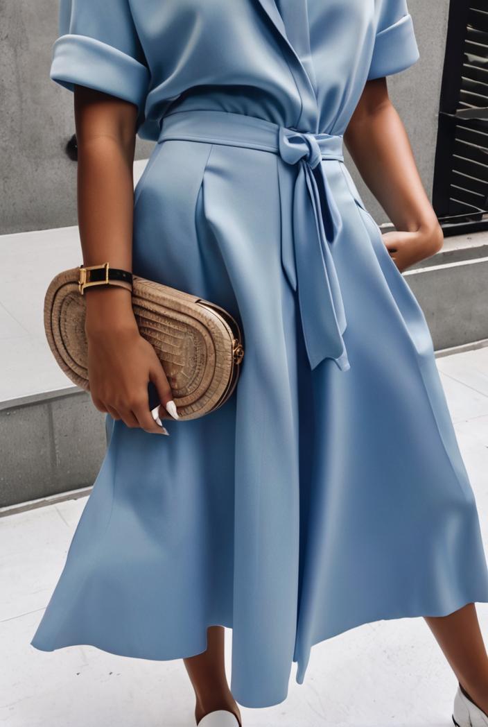 a line flap pockets rolled sleeve v neck casual lapel denim maxi dresses 119347