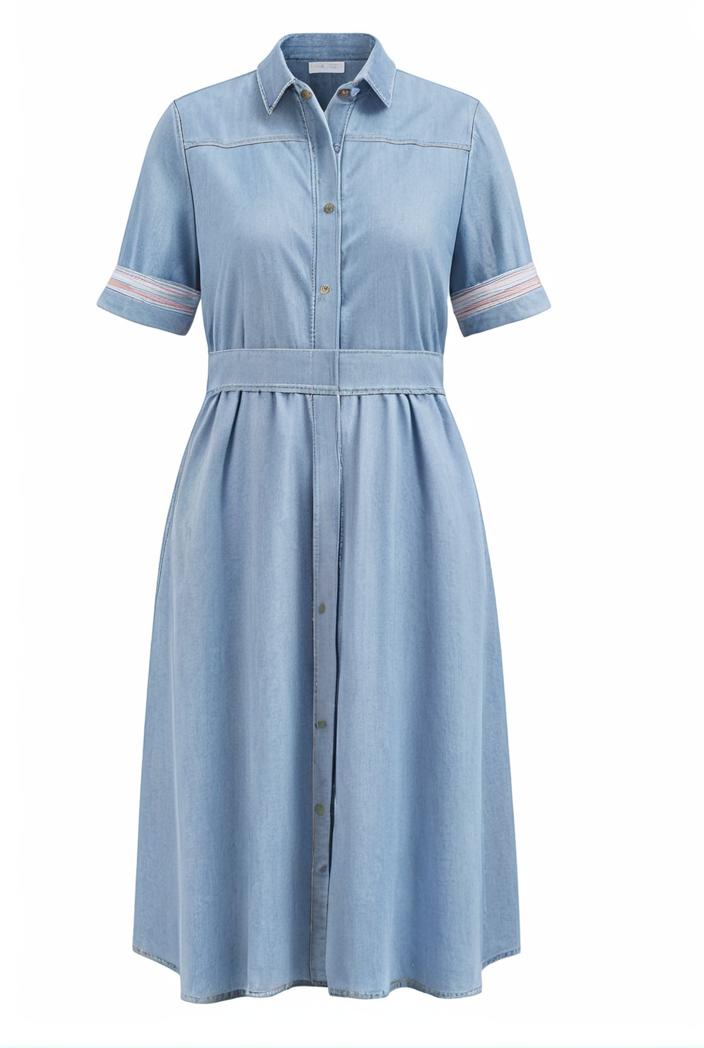 a line flap pockets rolled sleeve v neck casual lapel denim maxi dresses 119355