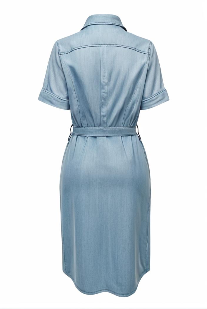 a line flap pockets rolled sleeve v neck casual lapel denim maxi dresses 119360