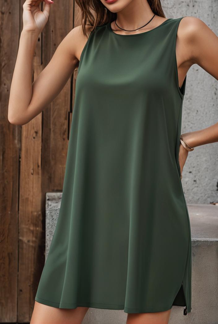 casual fashion loose sleeveless mini dress 103748