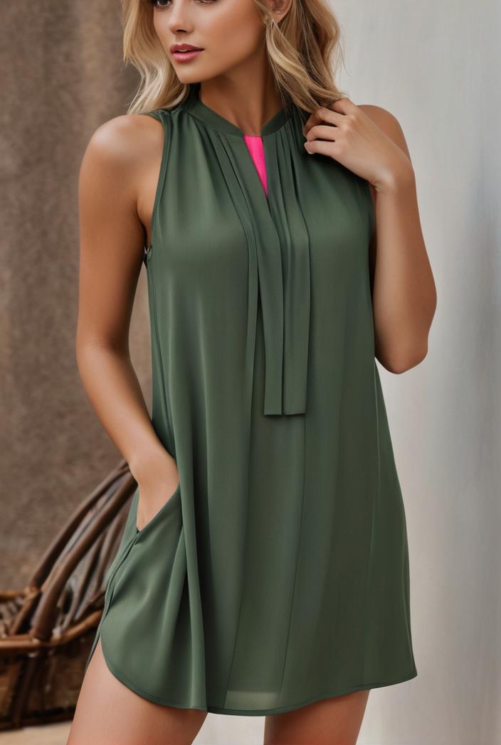 casual fashion loose sleeveless mini dress 103764