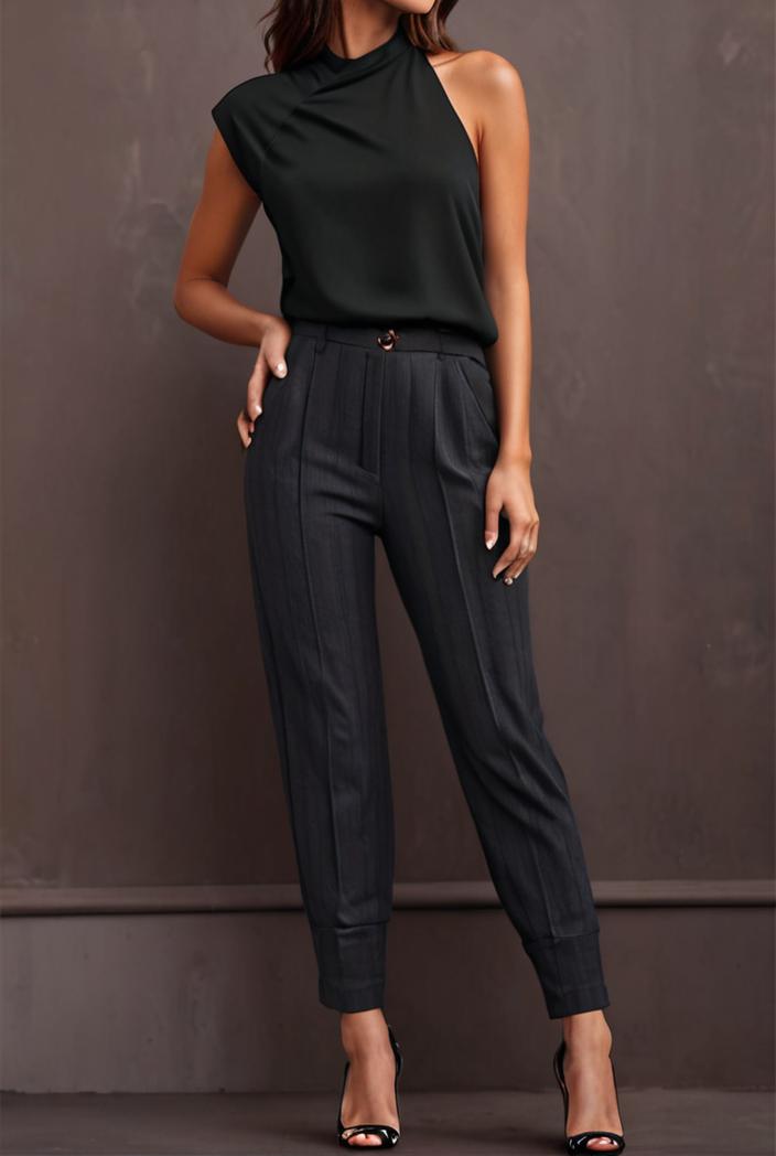 ruffled sleeveless elegant jumpsuit 141048