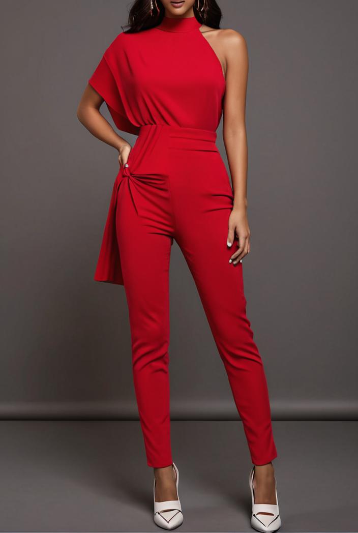 ruffled sleeveless elegant jumpsuit 141065