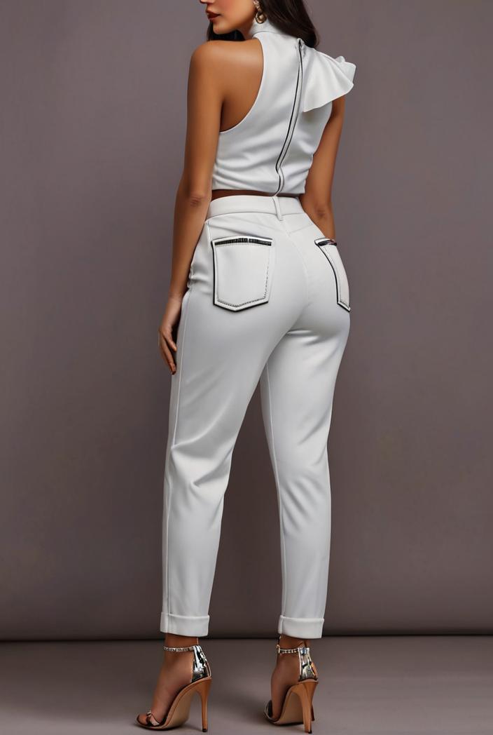 ruffled sleeveless elegant jumpsuit 141107